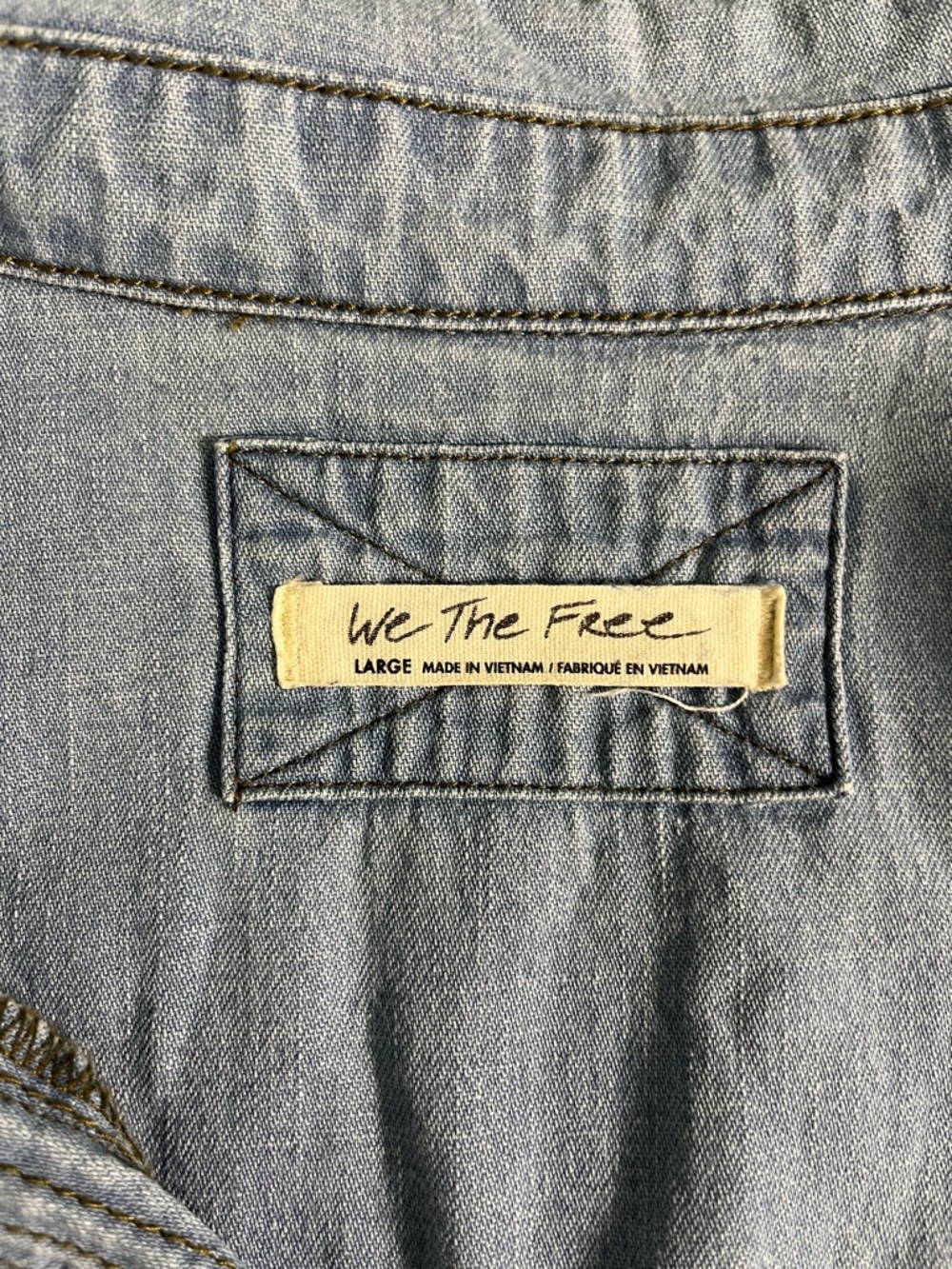 Free People Peyton Denim Pullover Long Sleeve Lightweight Blue Women’s Size L - Picture 3 of 7